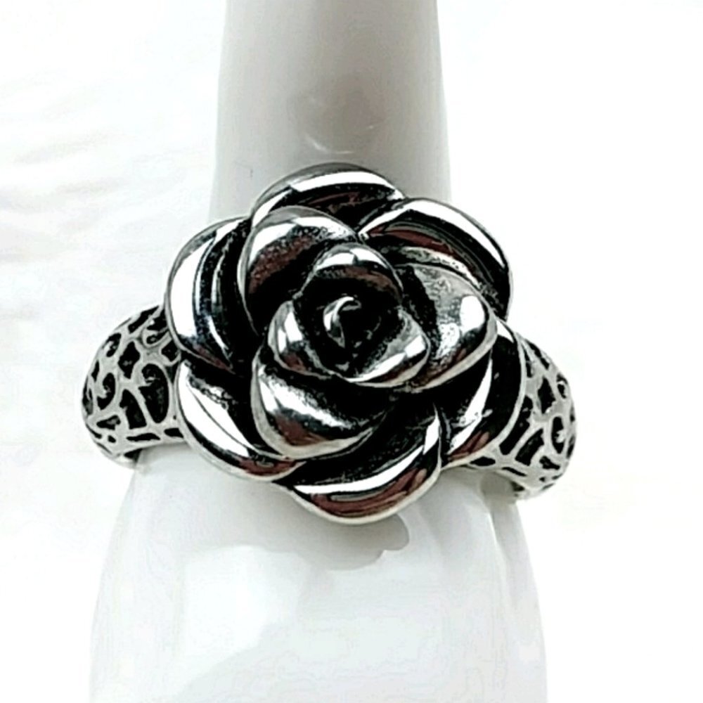 Gothic Rose Stainless Steel Women's Ring Hypoallergenic Silver Steel Nickel Free